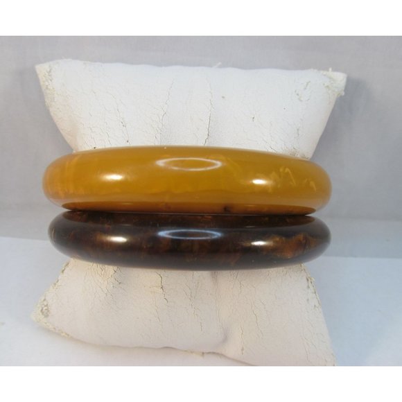 Vintage Butterscotch and Brown Bakelite Bangle Bracelets 2 in Lot - Picture 12 of 12